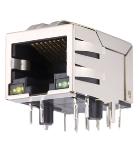501-2108 MagJack 100 Base-T, POE 15W, Tab Down, EMI, 21.35mm