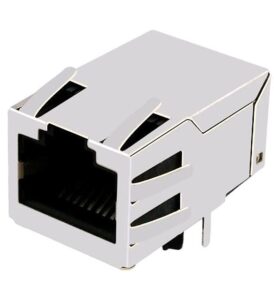 501-3204 MagJack POE+ 30W, Type 2, 1G, Tab-Up, EMI Fingers, No LED, TH, 90°, 32.6mm