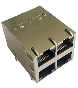 501-3207 POE+ 30W, Type 2, 1G MagJack, 2X2, EMI Fingers, TH, 90°, 38.30mm
