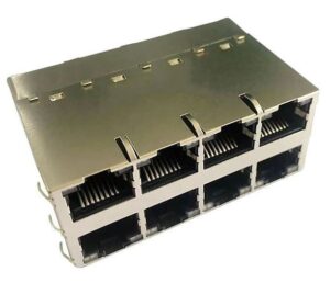 501-3209 POE+ 30W, Type 2, 1G MagJack, 2X4, EMI Fingers, TH, 90°, 38.30mm